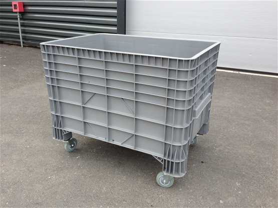 Caisse palette-plastique 600x1000 mm à roulettes