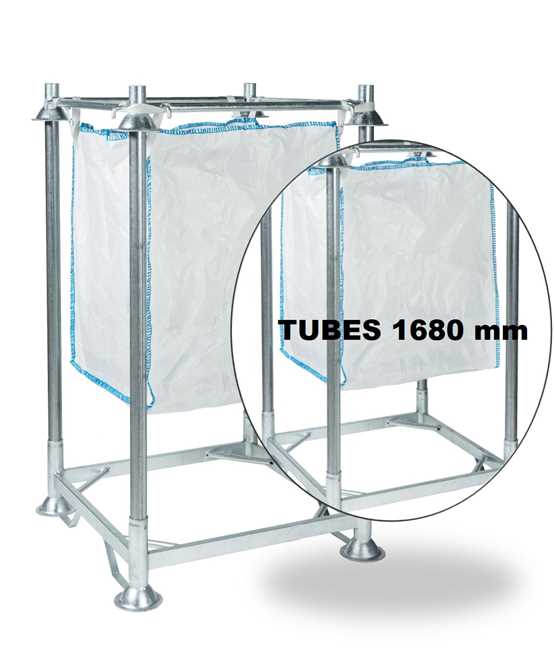 Support de conteneurs souples avec 4 tubes de gerbage longueur 1680 mm