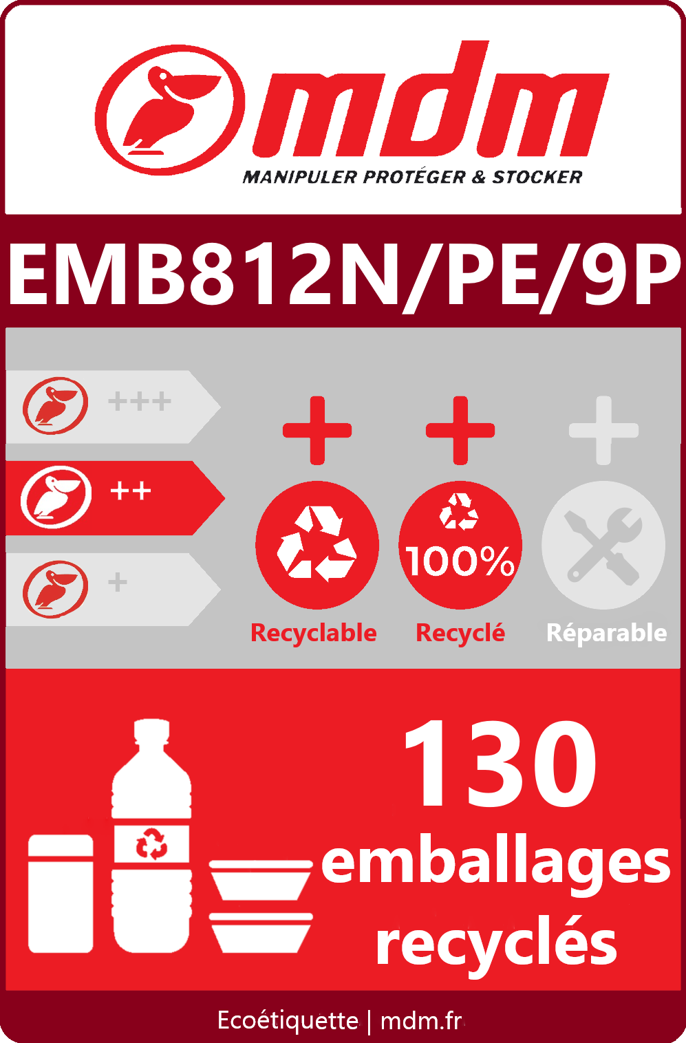Palette plastique lourde emboitable - EMB812/PE/9P