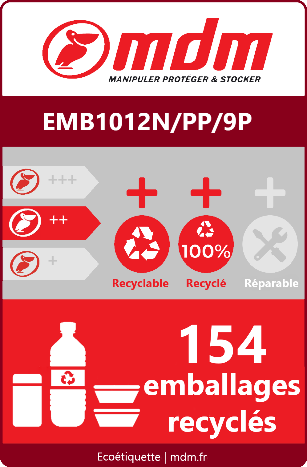 Palette plastique perdue emboîtable - EMB1012/ECO/9P