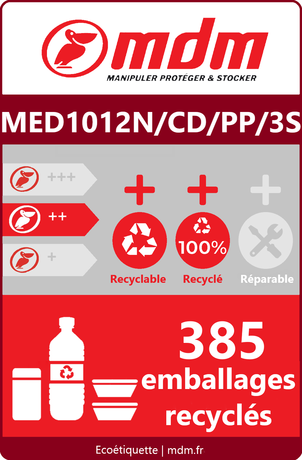 Palette plastique 1000 x 1200 mm 3 semelles