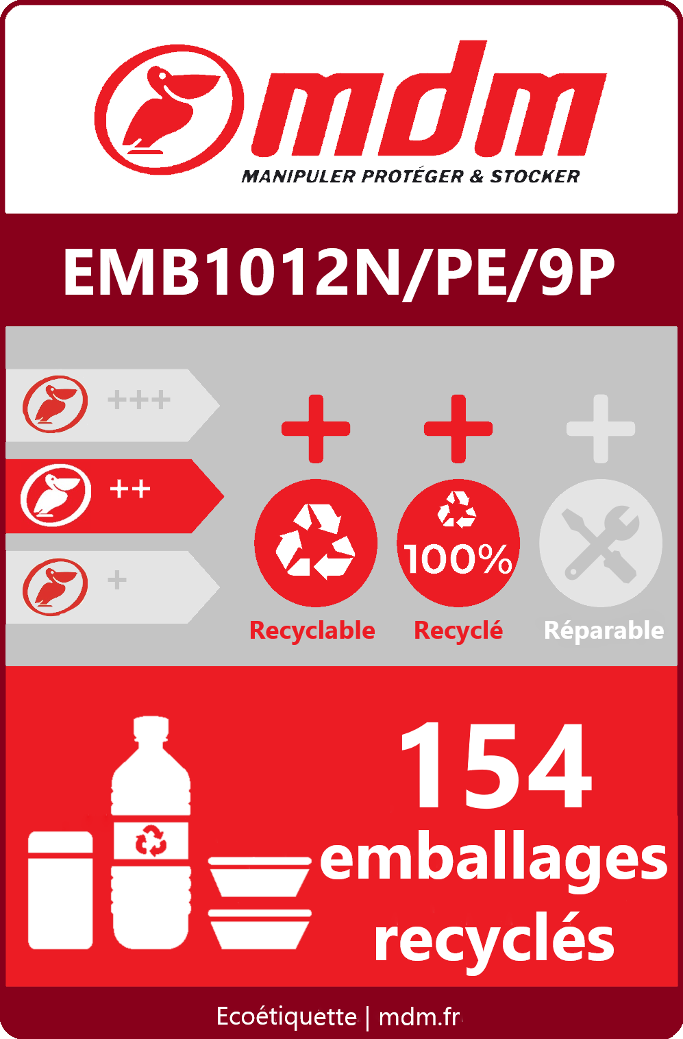 Palette plastique 9 plots emboîtable