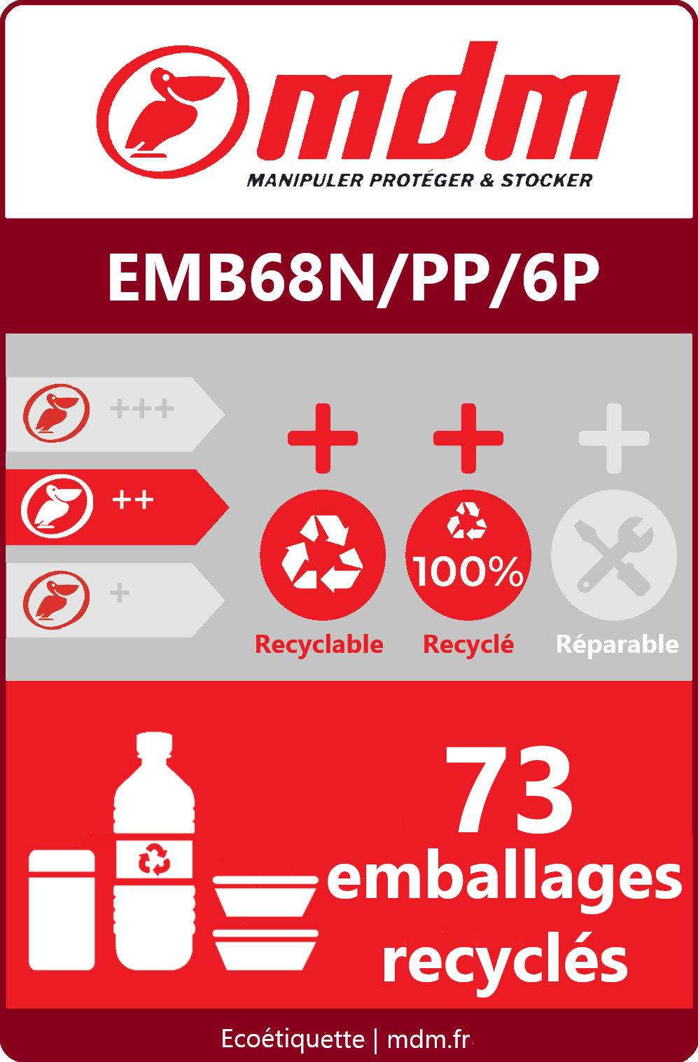 Palette plastique recyclé 6 plots emboîtable