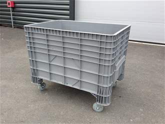 Caisse palette-plastique 600x1000 mm à roulettes